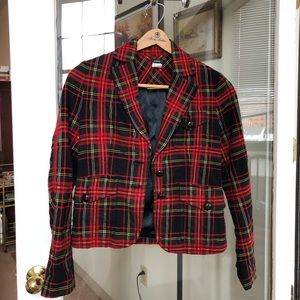 Vintage Tartan J.Crew Blazer with Leather 6 RARE
